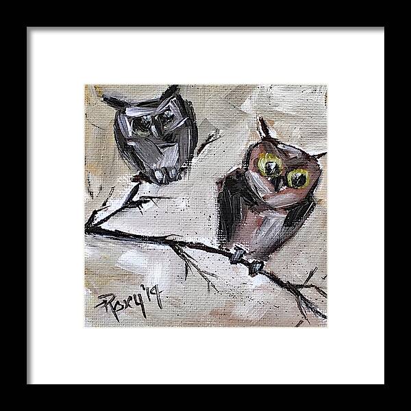 Owl Framed Print featuring the painting Double Trouble by Roxy Rich