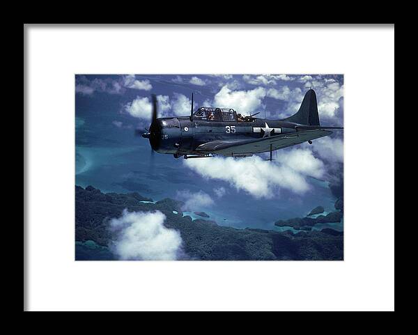 12/16/05 Framed Print featuring the photograph Douglas SBD Dauntless In Flight by J.R. Eyerman