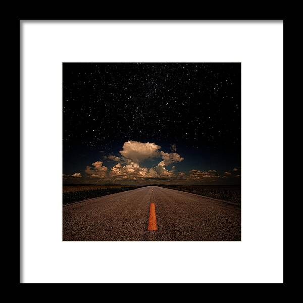 Recreational Pursuit Framed Print featuring the photograph Down The Road Under Stars by Clintspencer