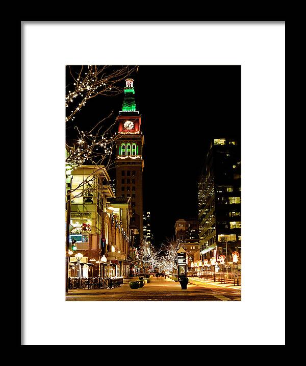 Downtown District Framed Print featuring the photograph Downtown Denver At Christmas by Missing35mm