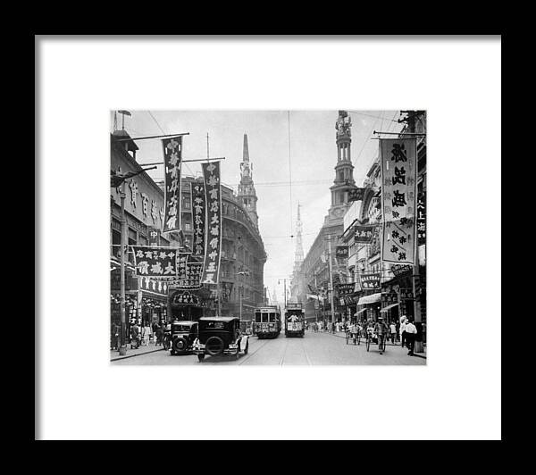 Downtown District Framed Print featuring the photograph Downtown Shanghai by General Photographic Agency