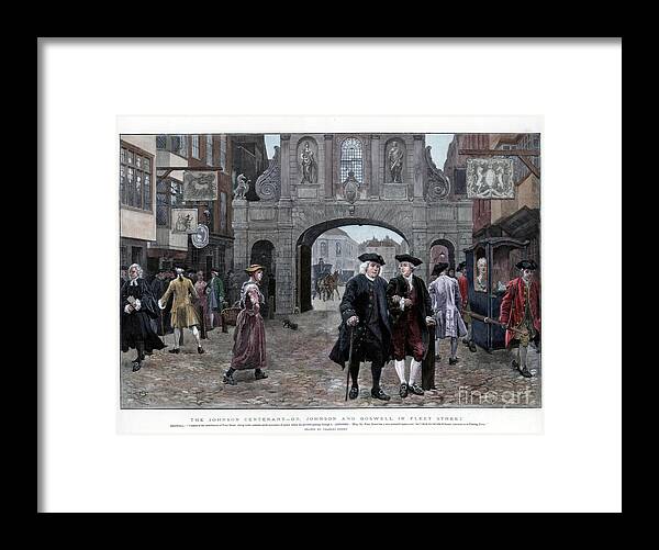 Engraving Framed Print featuring the drawing Dr Johnson And Boswell In Fleet Street by Print Collector
