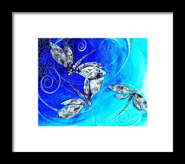 Dragonfly Framed Print featuring the painting Dragon Fly Tri by J Vincent Scarpace