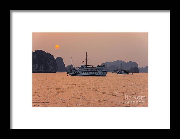 Bai Tu Long Bay Framed Print featuring the photograph Dragons Pearl at Sunset by Bob Phillips