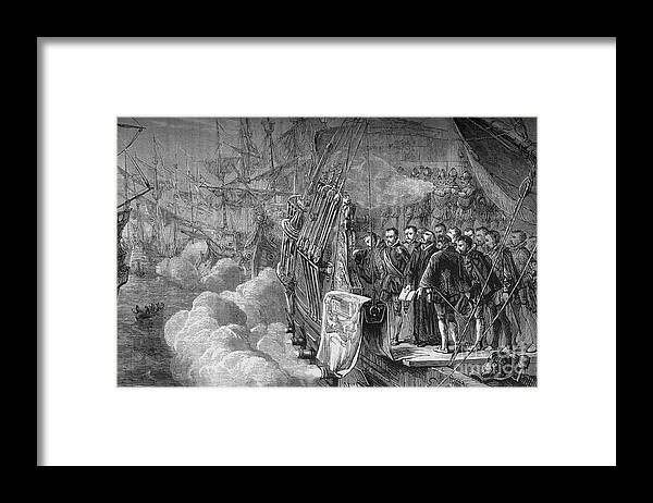 Rifle Framed Print featuring the drawing Drakes Funeral, January 1596, C1880 by Print Collector