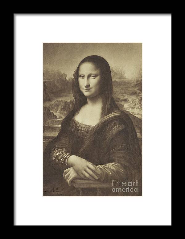 Mona Framed Print featuring the photograph Drawing Of The Mona Lisa By Millet 1854-55 Albumen Silver Print by Gustave Le Gray