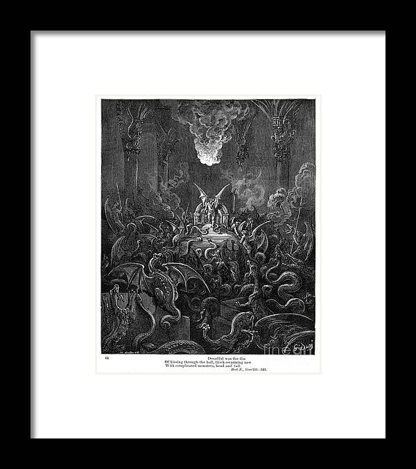 Gustave Dore Framed Print featuring the digital art Dreadful Was The Din Of Hissing by Thepalmer