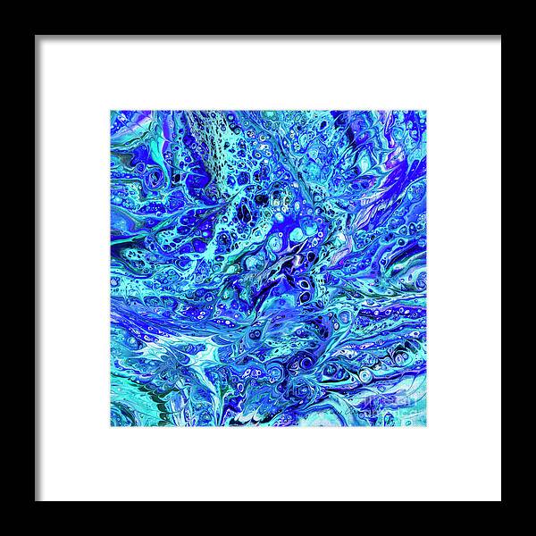 Poured Acrylics Framed Print featuring the painting Dream in Purple and Green by Lucy Arnold