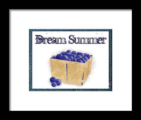 Blueberries Framed Print featuring the photograph Dream Summer - Basket of Blueberries by Colleen Cornelius