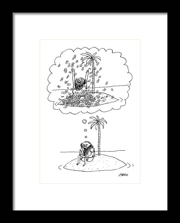 Captionless Framed Print featuring the drawing Dreaming on a Deserted Island by Edward Steed