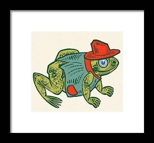 Accessories Framed Print featuring the drawing Dressed Up Frog by CSA Images