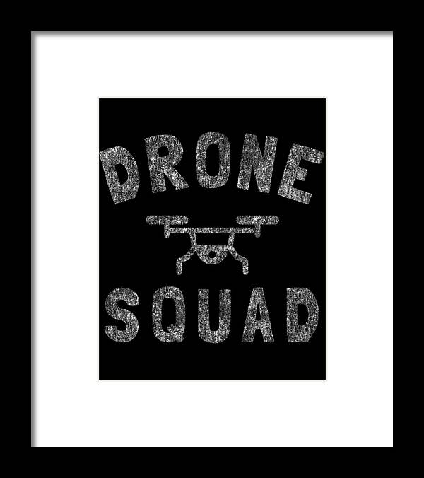 Funny Framed Print featuring the digital art Drone Squad Retro by Flippin Sweet Gear