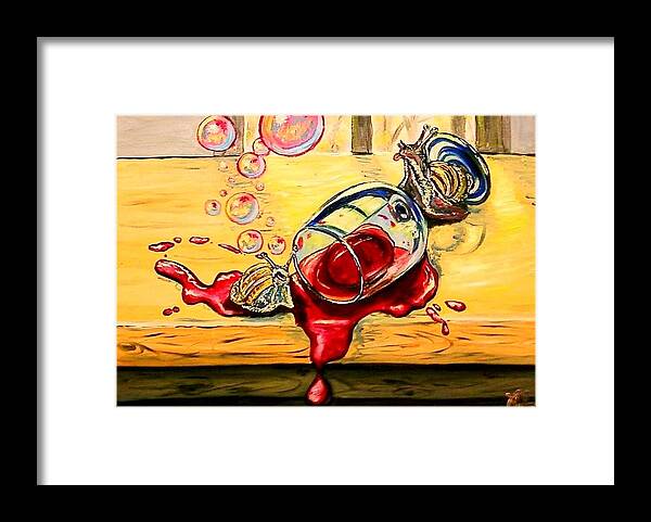 Surrealism Framed Print featuring the painting Drunken Snails by Alexandria Weaselwise Busen