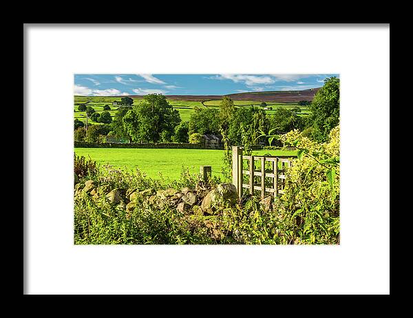 Reeth Framed Print featuring the photograph Drystone wall, Reeth, Yorkshire Dales by David Ross