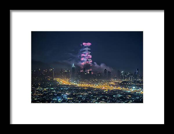 Firework Display Framed Print featuring the photograph Dubai by Harith Samarawickrama