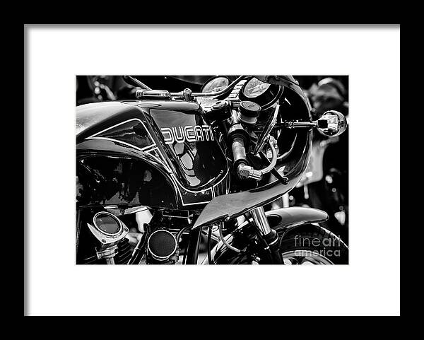 Ducati Framed Print featuring the photograph Ducati Mike Hailwood Replica Monochrome by Tim Gainey