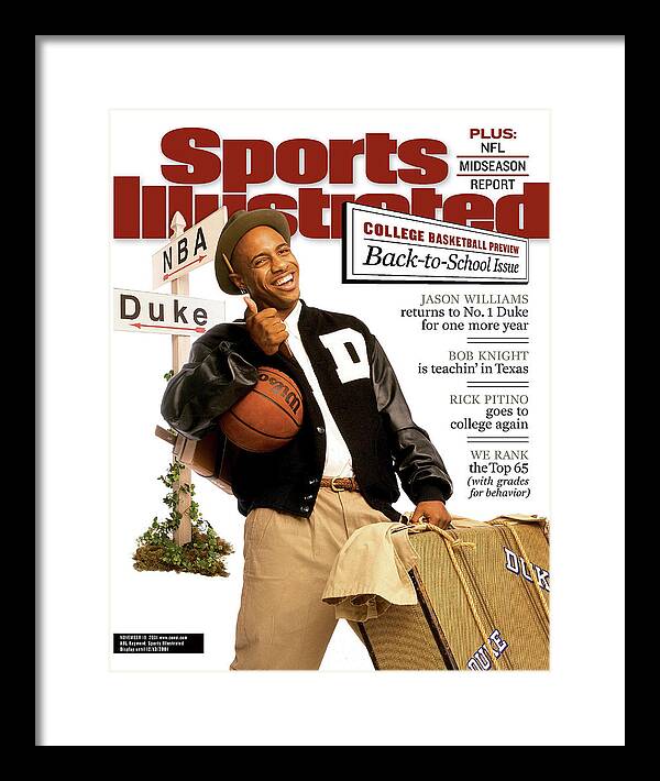 Magazine Cover Framed Print featuring the photograph Duke University Jason Williams, 2001-02 College Basketball Sports Illustrated Cover by Sports Illustrated