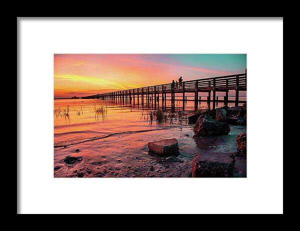 Sunset Framed Print featuring the photograph Dunedin Pier by Ashleena Valene Taylor