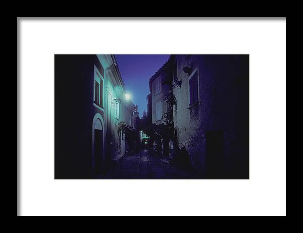 Tranquility Framed Print featuring the photograph Dusk In Eze, France by Spencer Grant