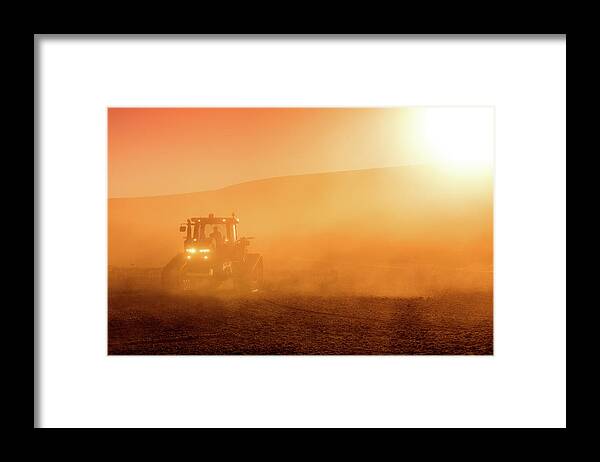 Tractor Framed Print featuring the photograph Dusty Fields by Todd Klassy