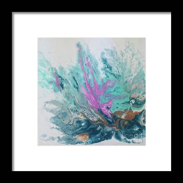 Abstract Framed Print featuring the painting Dutch Pour 1 by Linda Gustafson-Newlin