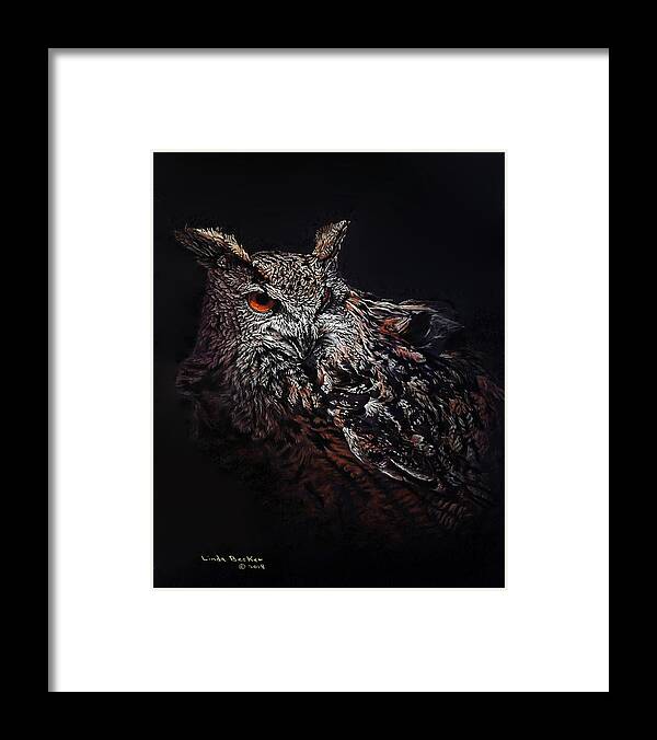 Eagle Owl Framed Print featuring the painting Eagle Owl by Linda Becker