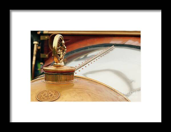 Vintage Framed Print featuring the photograph Early Brass Hood Ornament by Lucie Collins