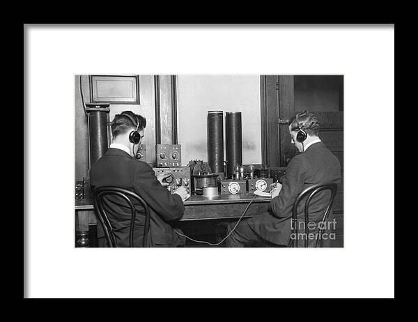 Young Men Framed Print featuring the photograph Early Ham Radio Operators by Bettmann