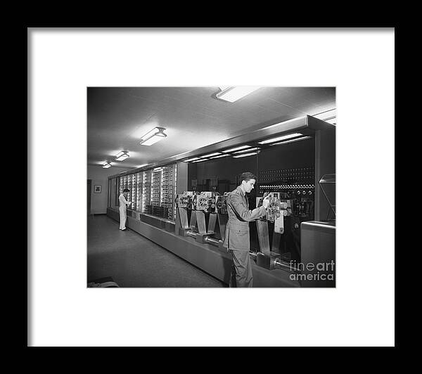 Working Framed Print featuring the photograph Early Ibm Computer by Bettmann