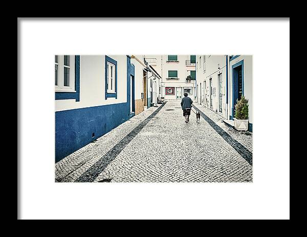 Portugal Framed Print featuring the photograph Early Morning Dog Walk - Portugal by Stuart Litoff