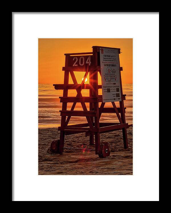 Sunset Framed Print featuring the photograph Early Rise Lifegaurd by Dillon Kalkhurst
