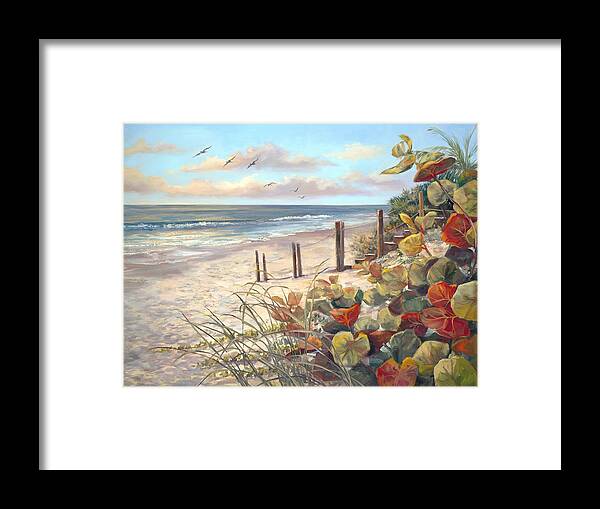 Beach Landscapes Framed Print featuring the painting Early Tag Alone by Laurie Snow Hein
