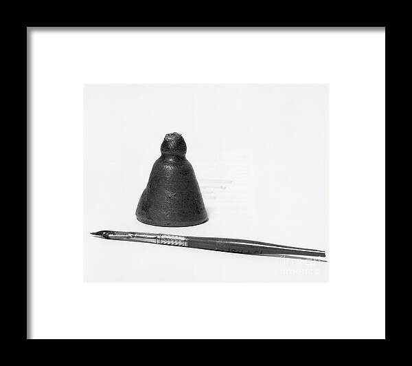 Earthenware Framed Print featuring the photograph Earthenware Inkwell From Appomatox by Bettmann