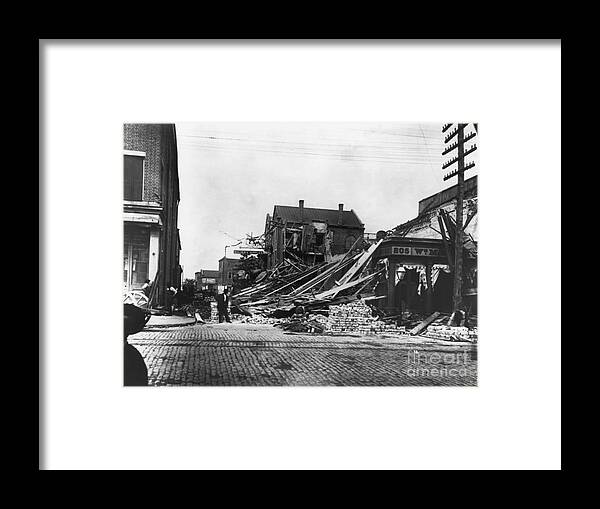 People Framed Print featuring the photograph Earthquake-damaged Homes by Bettmann