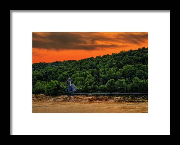 Pictured Rocks Framed Print featuring the photograph East Channel Lighthouse #2- Grand Island MI by Peter Herman