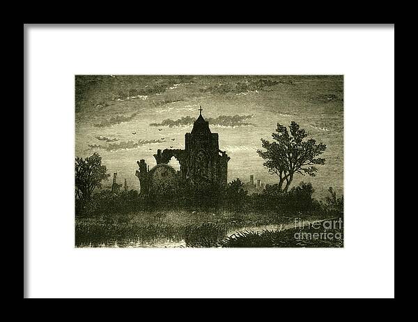 Atmosphere Framed Print featuring the drawing East End Of Crowland Abbey by Print Collector