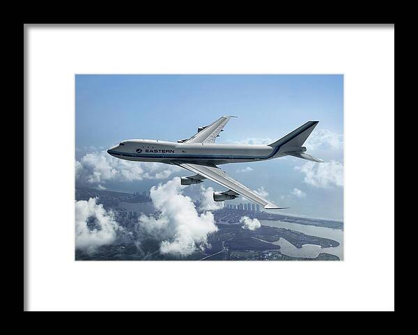 Eastern Airlines Framed Print featuring the digital art Eastern Airlines Boeing 747 by Erik Simonsen
