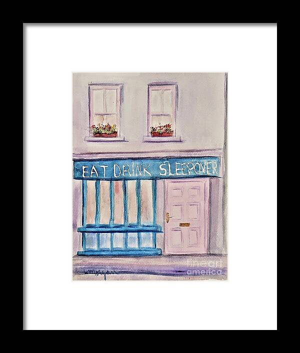 Pub Framed Print featuring the painting Eat Drink Sleepover by Laurie Morgan