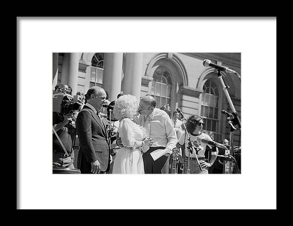 Usa Framed Print featuring the photograph Ed Koch And Dolly Parton At City Hall by Art Zelin