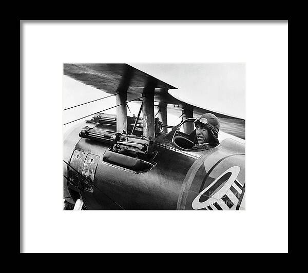 People Framed Print featuring the photograph Eddie Rickenbacker Sitting In Biplane by Bettmann
