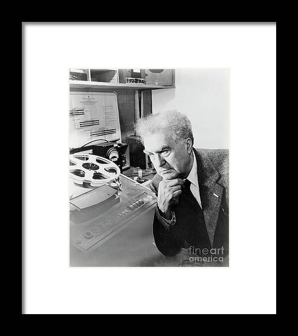 People Framed Print featuring the photograph Edgard Varese Listening To His Poeme by Bettmann