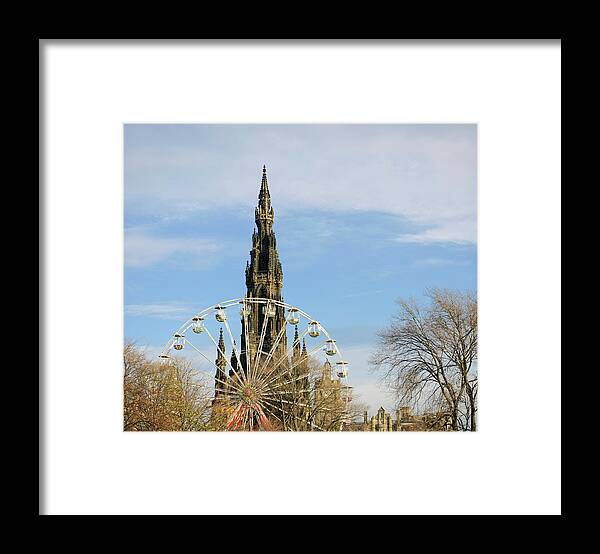 Gothic Style Framed Print featuring the photograph Edinburgh Scott Monument And Ferris by Georgeclerk