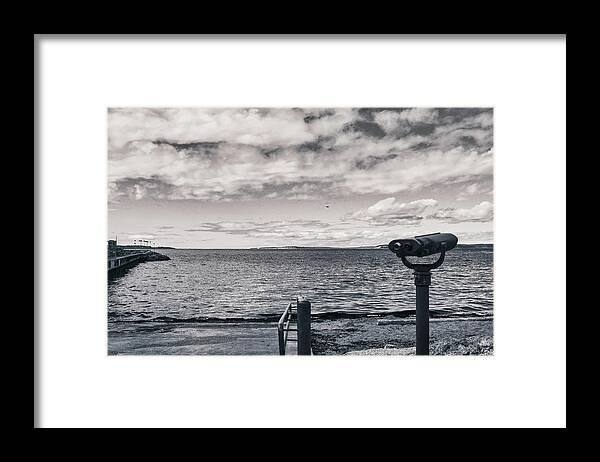 Black And White Framed Print featuring the photograph Edmonds Beach in Black and White by Anamar Pictures