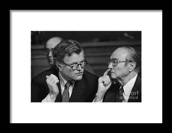 People Framed Print featuring the photograph Edward Kennedy And Strom Thurmond by Bettmann