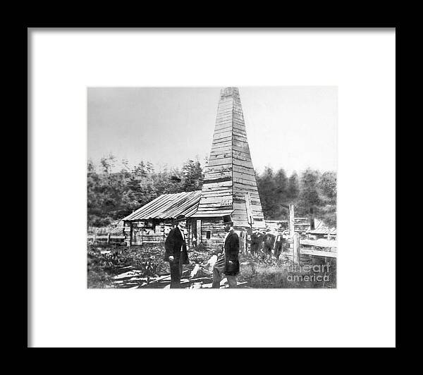 Working Framed Print featuring the photograph Edwin L. Drakes First Oil Well by Bettmann