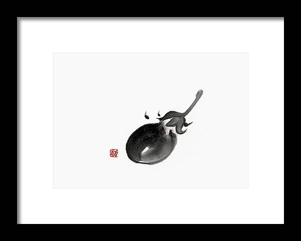 Ink And Brush Framed Print featuring the digital art Eggplant by Daj