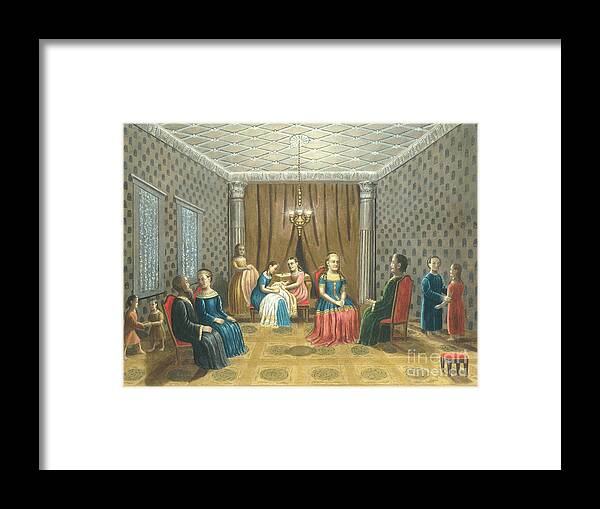 Oil Painting Framed Print featuring the drawing Egyptian Scene Possibly Moses by Heritage Images