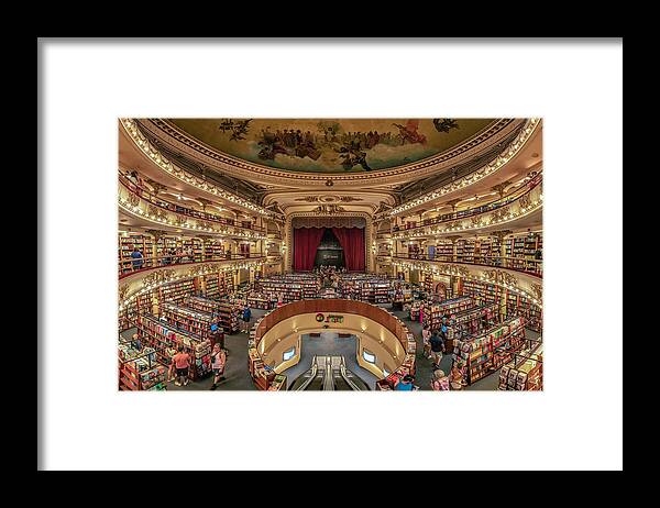 Bookstore Framed Print featuring the photograph El Ateneo Grand Splendid-book Store In Buenos Aires (color) by Mei Xu
