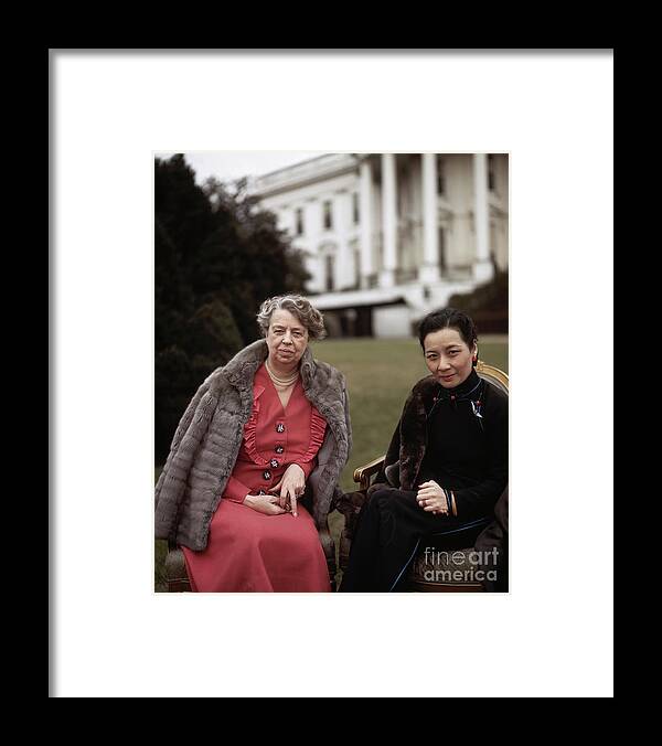 People Framed Print featuring the photograph Eleanor Roosevelt And Mei-ling Chiang by Bettmann