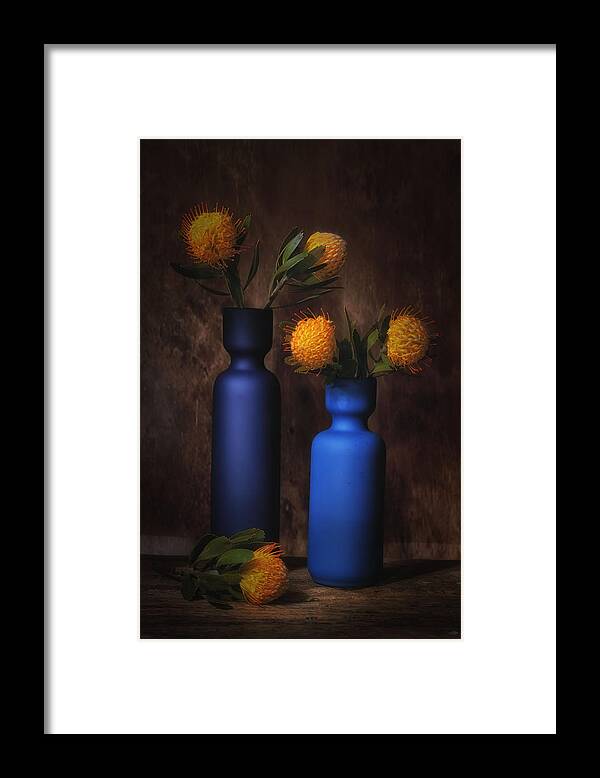 Flowers Framed Print featuring the photograph Electric Blue. by Saskia Dingemans
